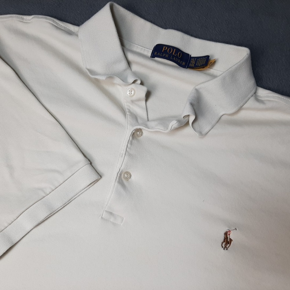 Polo Ralph Lauren Polo Shirt Mens Extra Large TALL XLT White Flesh Pony Logo PRL